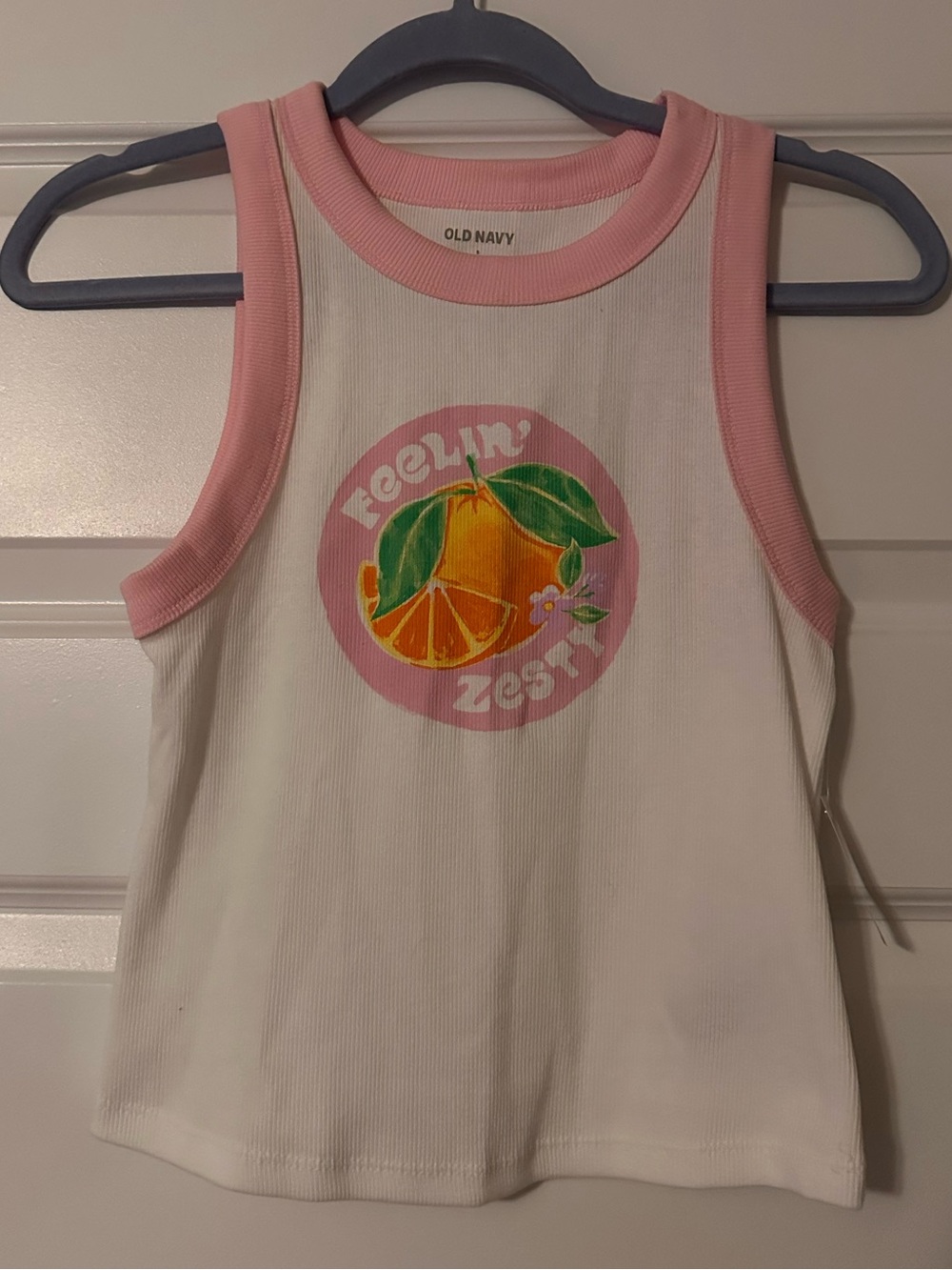 Old Navy White and Pink Girls' 'Feelin' Zesty' Citrus Tank